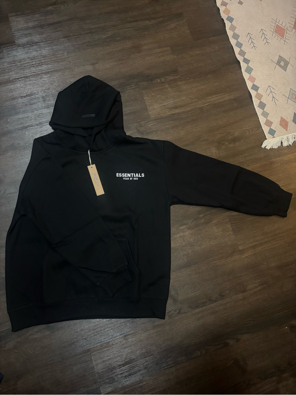 ESSENTIALS Black Logo Hoodie